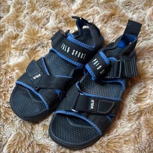 Polo by Ralph Lauren Black and Blue Sandals with Adjustable Straps size 6